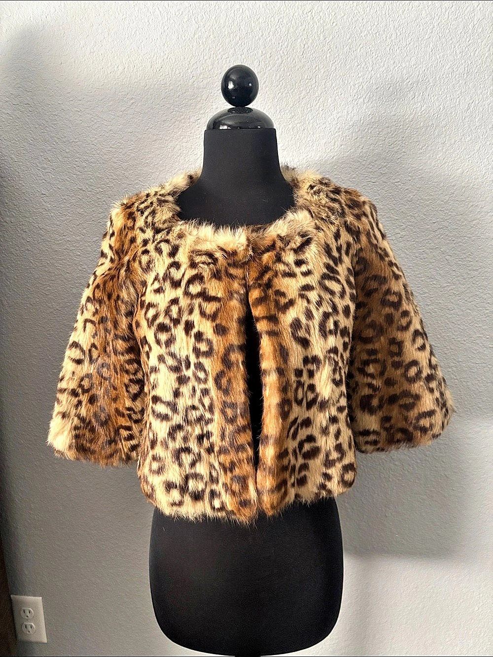C'est La Vie McBEE Leopard Print Rabbit Fur Jacket NWT